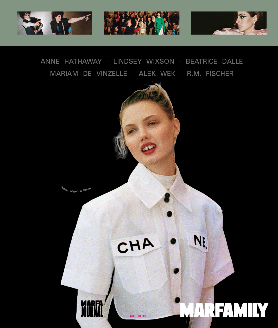 Model Lindsey Wixson wearing a chanel look on the cover of the fashion magazine marfa journal